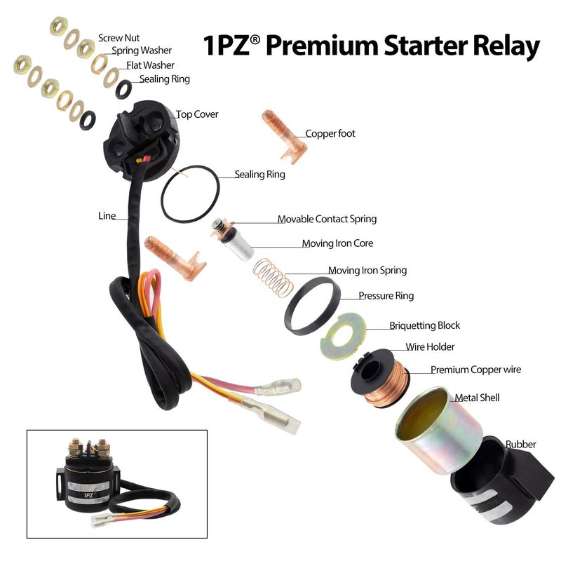 1PZ H25-S01 Premium Starter Solenoid Relay Replacement for Honda TRX250EX TRX 250 EX Sportrax 2002 2003 2004 2005 2006 2007 2008 2009 2011 2012 2013 2014 2016 2017 2018 2019 2020 - Image 5